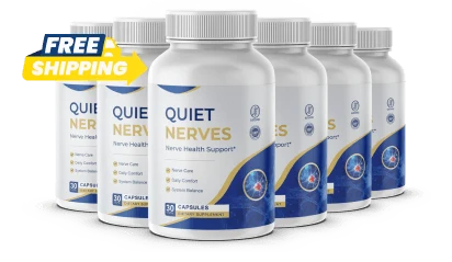 Quiet Nerves nerve health support capsules, six-bottle stack
